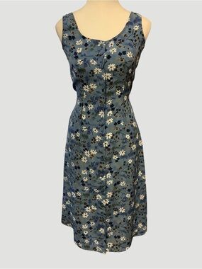 Poet Blue Floral Button Front Tie Waist Dress Size 5
